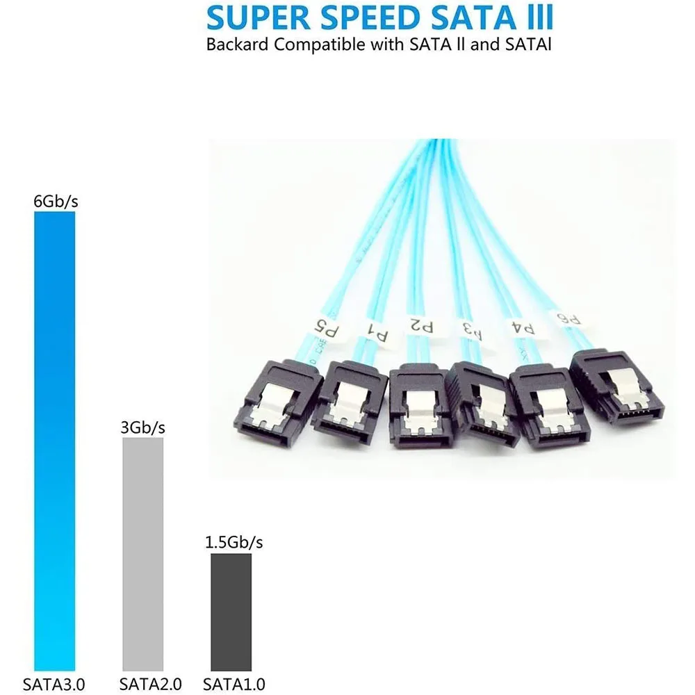 4/6 pcs/set Sata To Sata Cable 6 Ports/Set Date Cable 7 Pin Sata Sas Cable 6Gbps Sata To Sata HDD Cable Cord For Server Mining