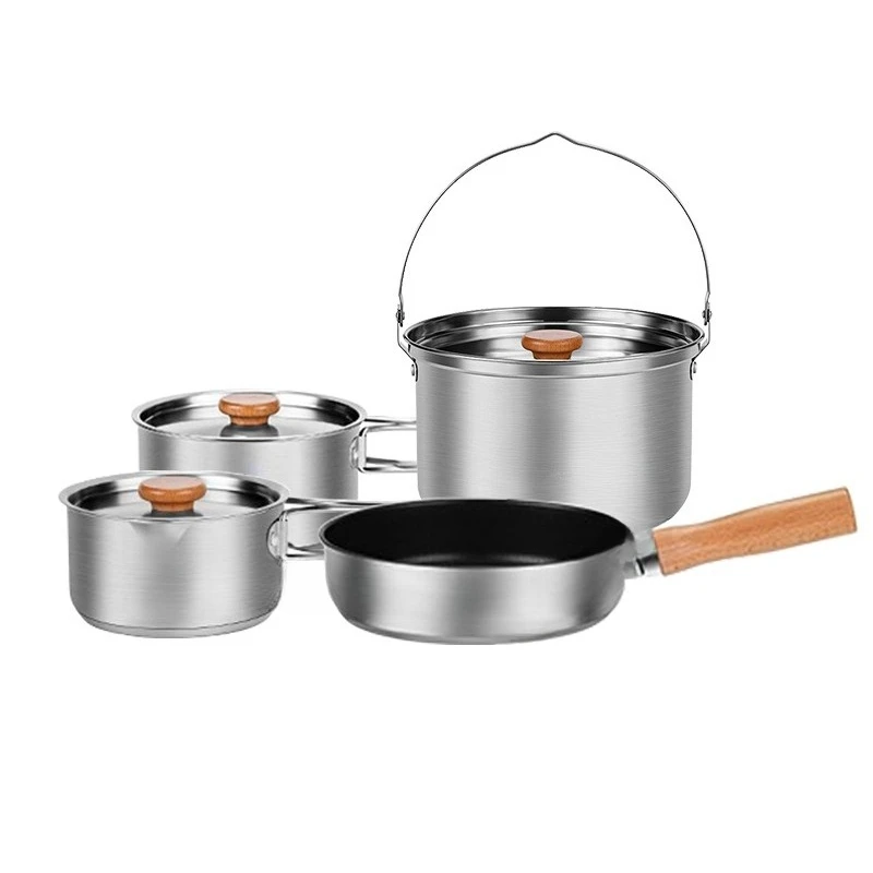 

Outdoor pots and pans, set Portable camping equipment Picnic folding set Pot 304 stainless steel
