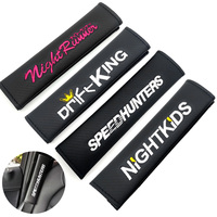 1Pair JDM Style SPEEDHUNTER Soft Car Seat Belt Cover PU Leather Shoulder Cushion Protector Safety Belts Shoulder Pads night kids