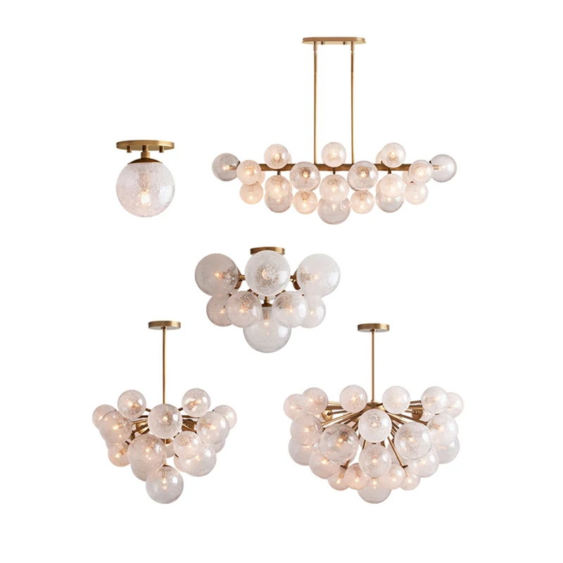 American Round Glass Bubble E14 Led Black Gold Suspension Luminaire Lampen Hanging Lamp Lustre Chandelier Lighting For Foyer