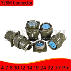 Y28M military green buckle aviation fixed docking industrial connector plug socket male and female 4 7 8 10 12 14 19 24 32 37pin