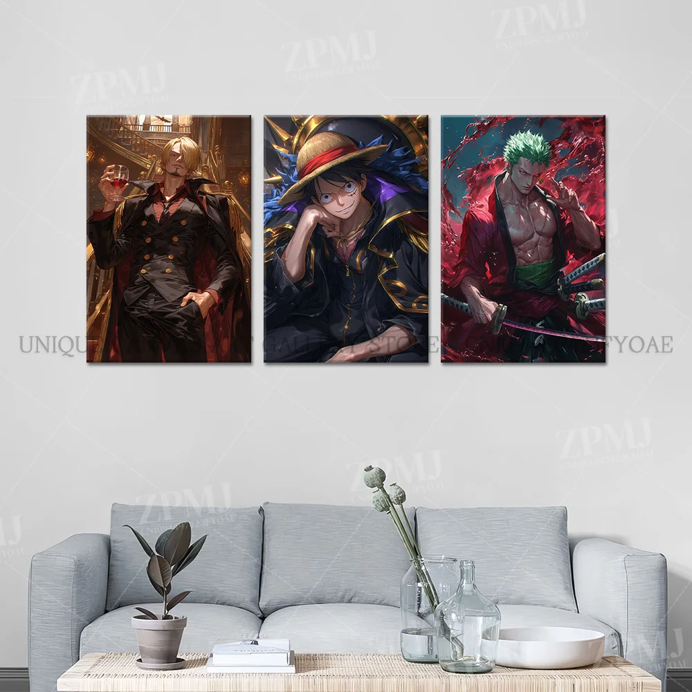 One Piece Bilder Monkey D. Ruffy Leinwanddrucke Gemälde Anime Nami Wandkunst Poster Zuhause für Wohnzimmer Dekoration Kein Rahmen – Detail 2