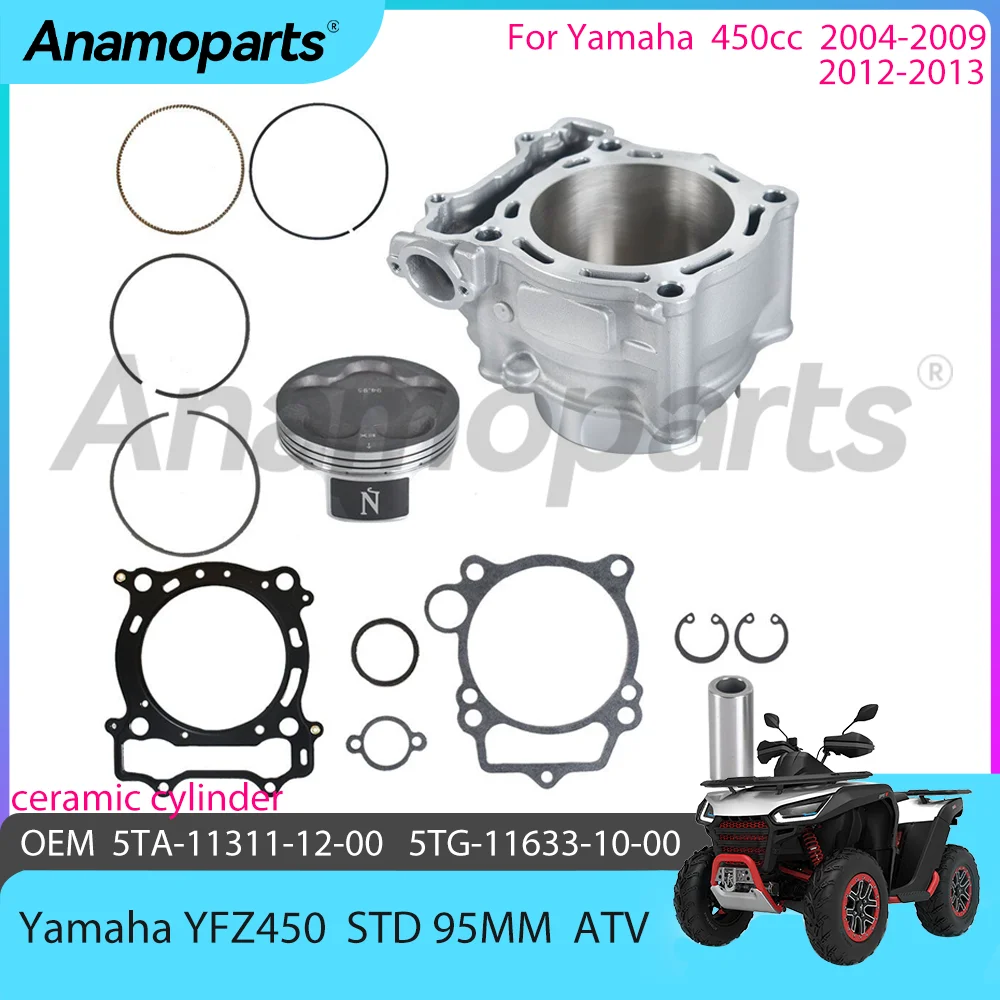 STD 95MM para 2004-2009 2012-2013 Yamaha YFZ450 cc Motor cilindro pistón Motor reconstrucción Kit de revisión ATV 5TA-11311-12-00