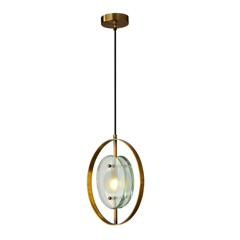 

Light Green Glass Shade LED E4 WitGolden Plated Iron Circular Cord Ging Light Wire Droplights Suspension Luminaire