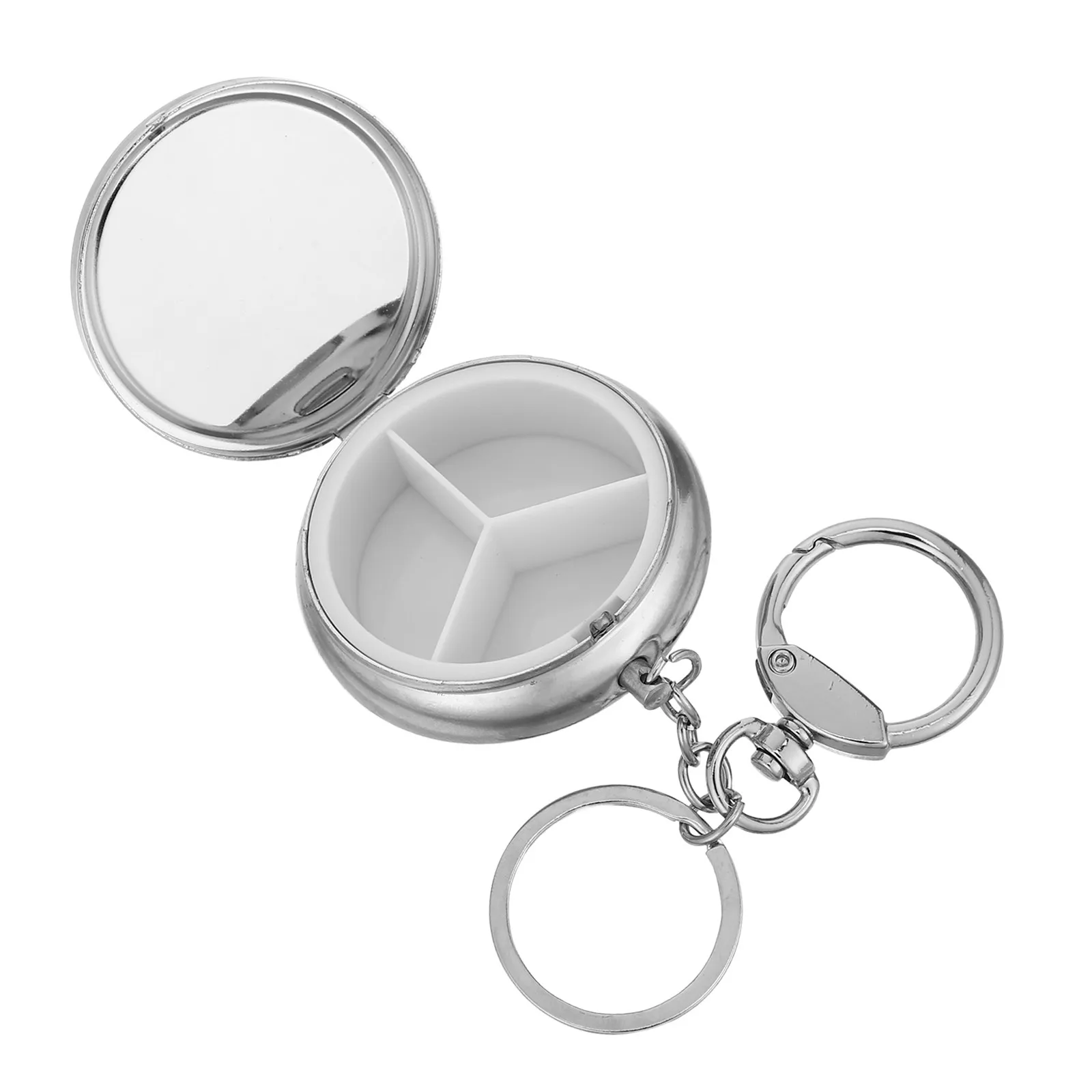 Portable Pill Case Mini Metal Organizer Keychain Compact Portable Medicine Box Travel Outdoor Waterproof Holder Bling Glitter
