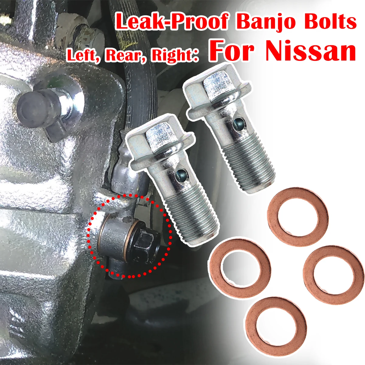 

6/12pc For Nissan X-Trail T32 Elgrand E51 2002-2010 Caliper Hose Lines Banjo Fittings Bolts Seal Washers Repair Left Rear Right