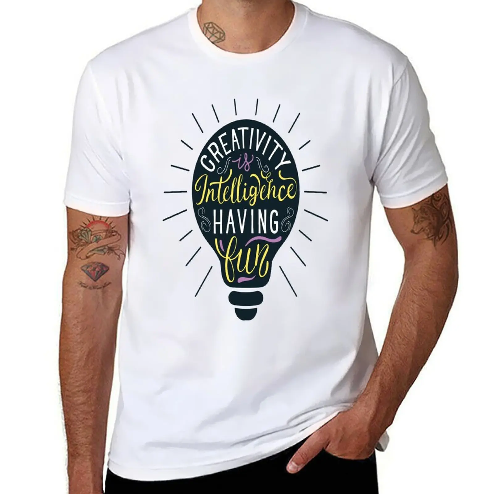 

Creativity is intelligence having fun T-Shirt cotton tshirt 100% man t shirts for men T-Shirt