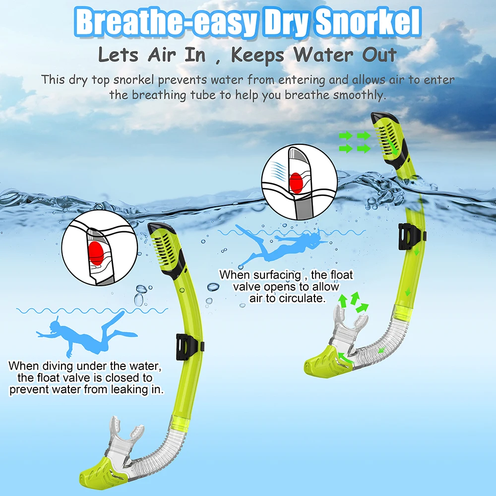 Snorkel Diving Masks Professional Snorkeling Mask Set for Men and Women Free dive Goggles Swimming Glasses Silicone Skirt