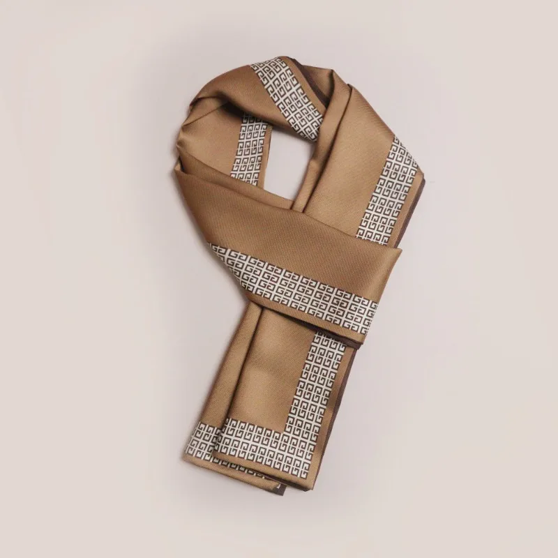 Luxury Brand Design Print Silk Square Scarf Women Soft Satin Hairband Neckerchief Office Hijab Headband Foulard Bag Ribbons Gift
