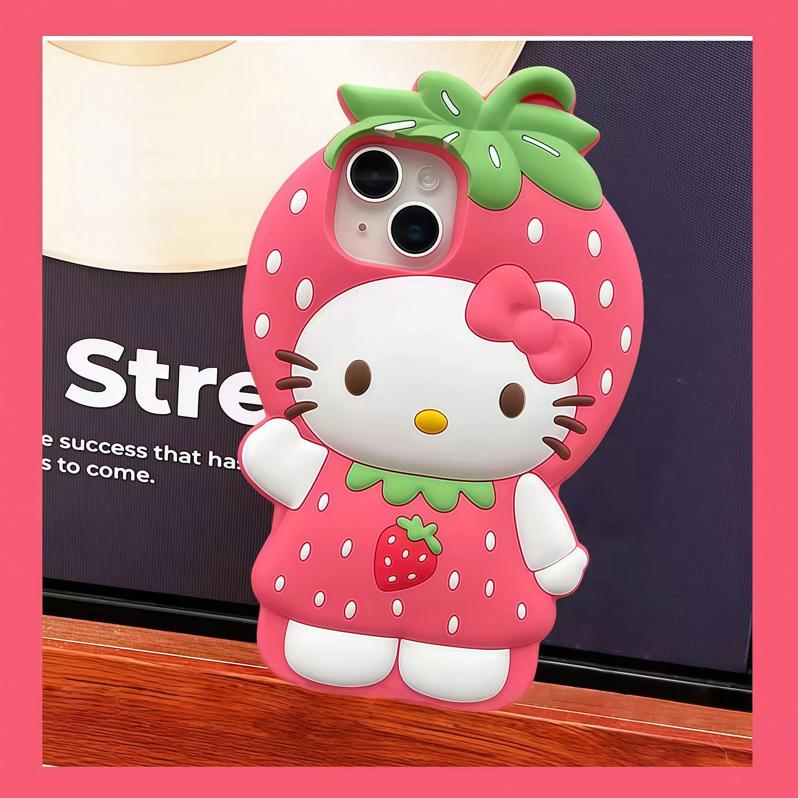 INS 3D Cute Strawberry Hello Kitty Phone Case For iPhone 17 16 15