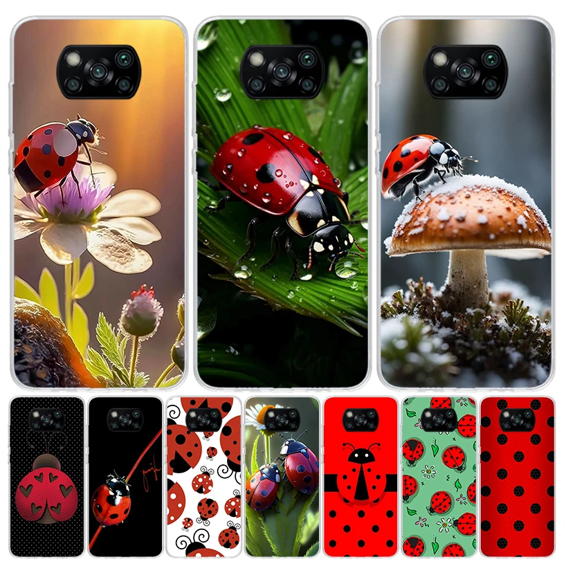 Insect Seven-Star ladybug Phone Case For Xiaomi Poco X6 X5 X4 X3 Nfc F6 F5 Pro F4 Gt F3 F2 F1 M5S M4 M3 Art Customized Coque Cap