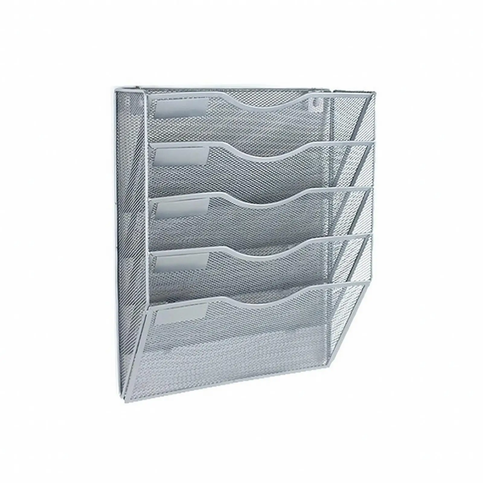 Vertical Wall Mount File Rack 5 Compartment Metal Mesh Storage for Office Classroom Home Workspace