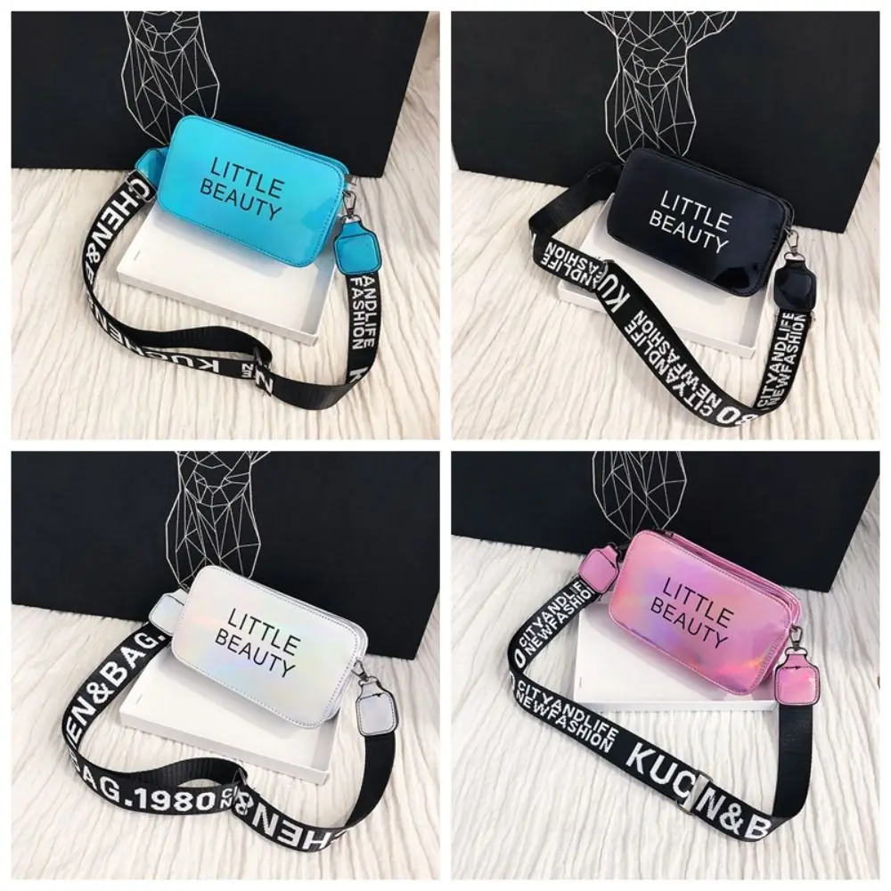 Fashionable Handbag Laser Messenger Bag Letter Phone Bag Korean Style Bag PVC Crossbody Bag PVC Square Bag Women