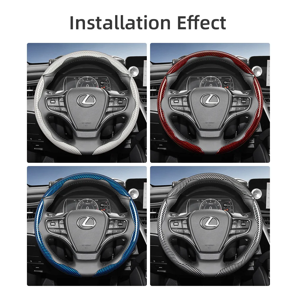 Suitable for Lexus Carbon Fiber Texture Steering Wheel Cover with Segmented Quick-Release Design, Durable, for Models Such as Rx Nx Es Gx Lbx Ux Is Rz Lx Tx Ls Lc Lm, Available in Black, Blue, Red, Silver, and White