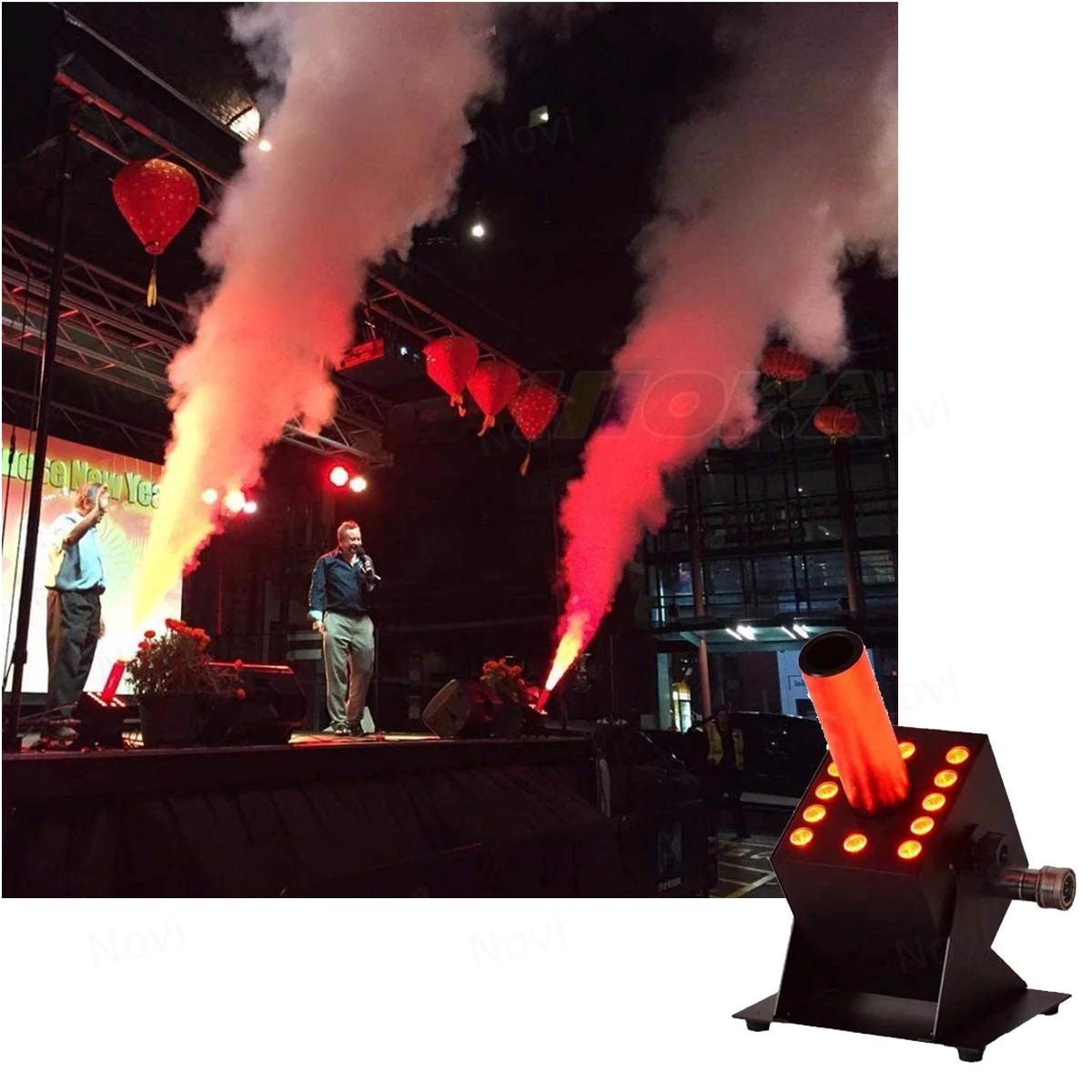 180 Degree Rotation Rocking Colorful LED DMX CO2 Column Cryo Jet Spray Fog Machine for Theater Stage party DJ Disco