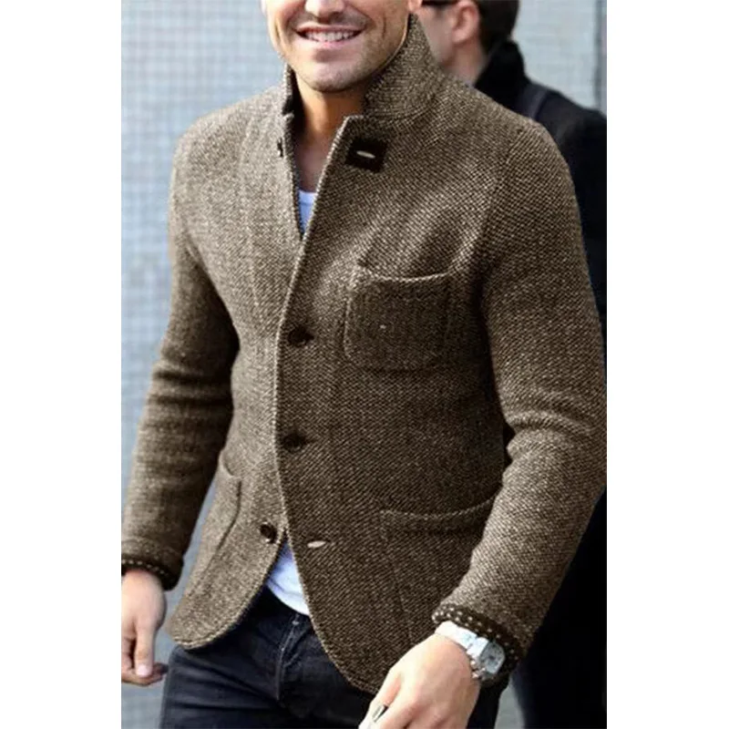 

Men's clothing, European and American men's casual suit collar, long sleeved pocket shirt, men's top, outerwear, sweater