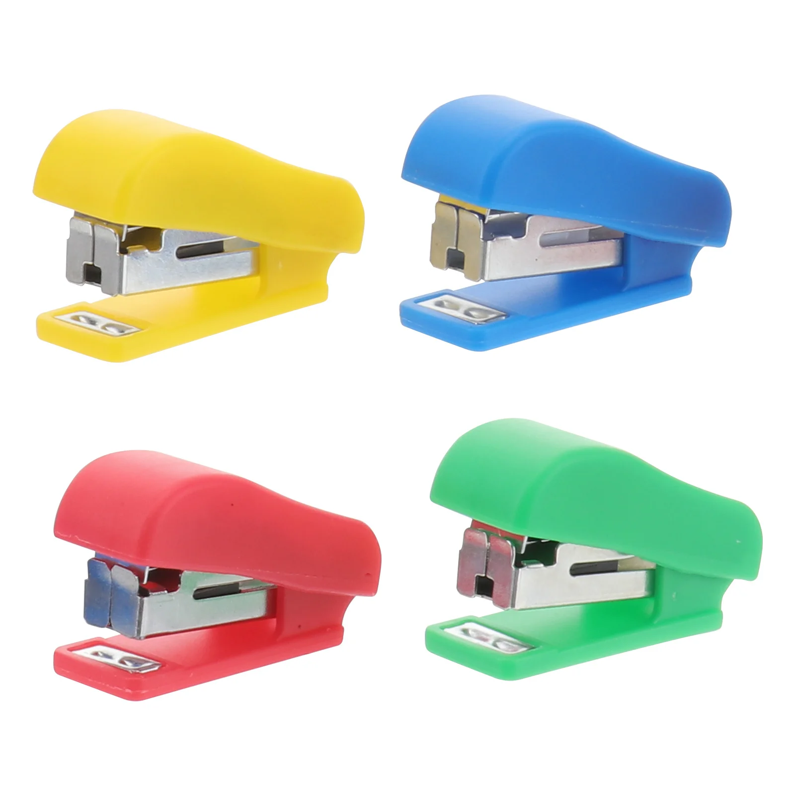 4Pcs Adorable Desk Stapler Compact Plastic Metal Portable for Kids Office School Stationery Random Color Stapler
