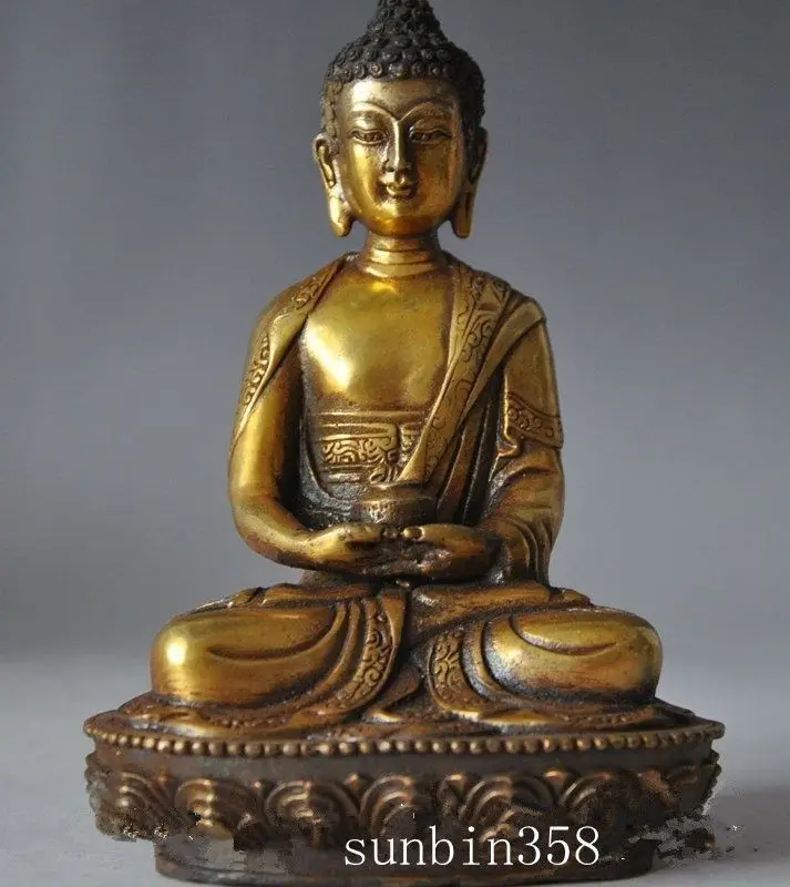 

6"Chinese Tibet Buddhism Brass Bronze Sakyamuni Medicine Buddha 15cm Height Garden Decoration 100% real Brass Bronzeroom A