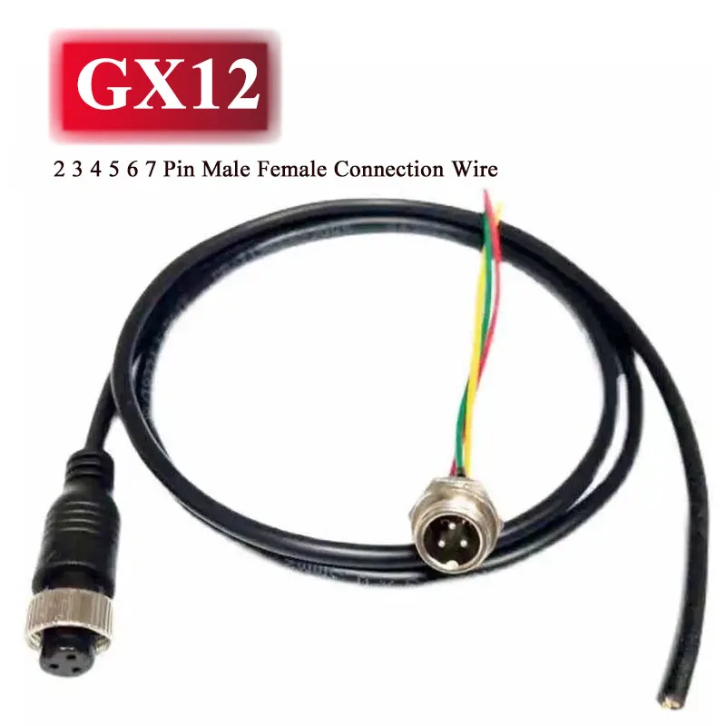 GX12 2 3 4 5 6 7 Pin Connector Cable M12 Integrated Aviation Plug Socket with Wire Male and Female Power Signal Connection Wire