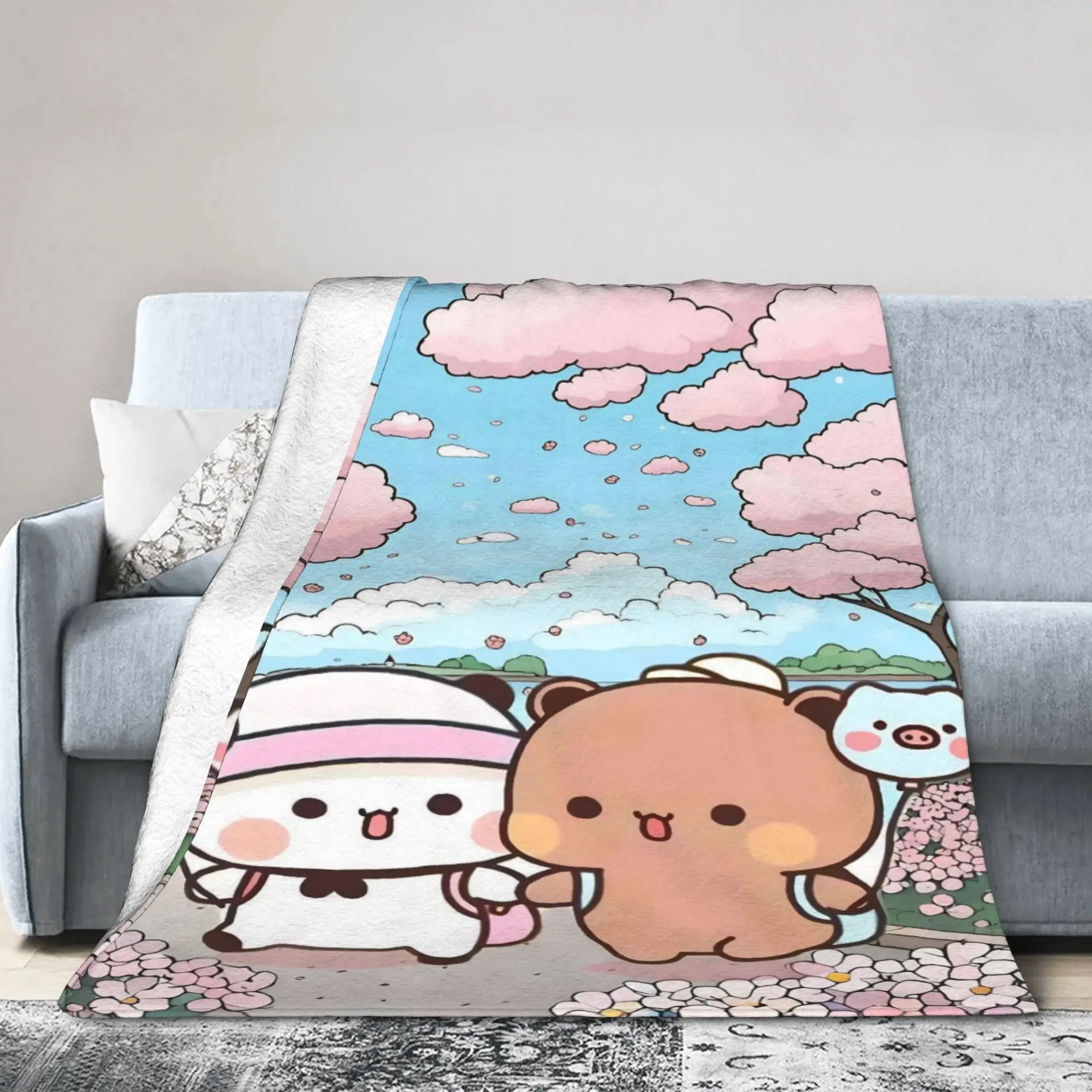 

Bubu Dudu милые одеяла с персонажем мультяшного медведя Kawaii Panda, теплое пушистое плюшевое одеяло для дивана, фланелевое покрывало, покрывало для кровати