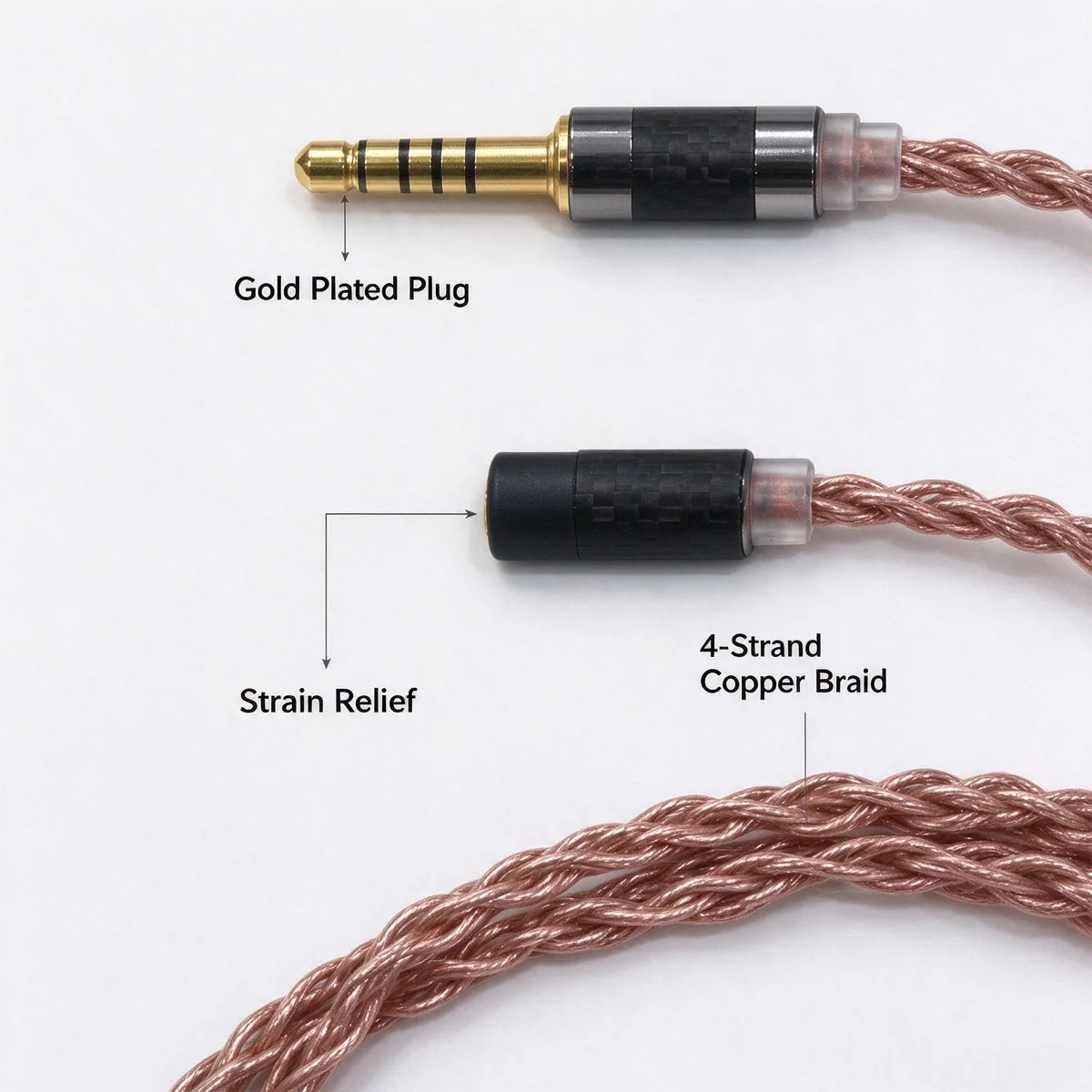 AXAP Terra 4 Core Pure Copper IEM Upgrade Cable,3.5/4.4mm,0.78 2Pin Connector,HiFi In-ear Earphone Audio Wire image 4