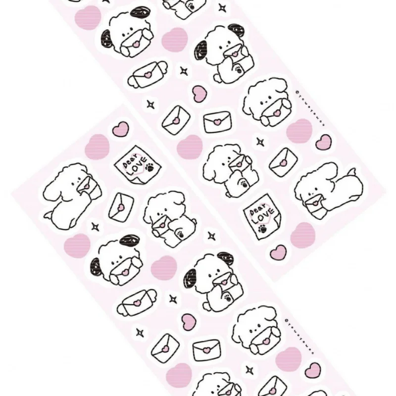 Korean Cute Cartoon Little White Dog Animal Pattern Stickers Hand Account Diary Notebook Scrapbook Diy Decorative Stickers