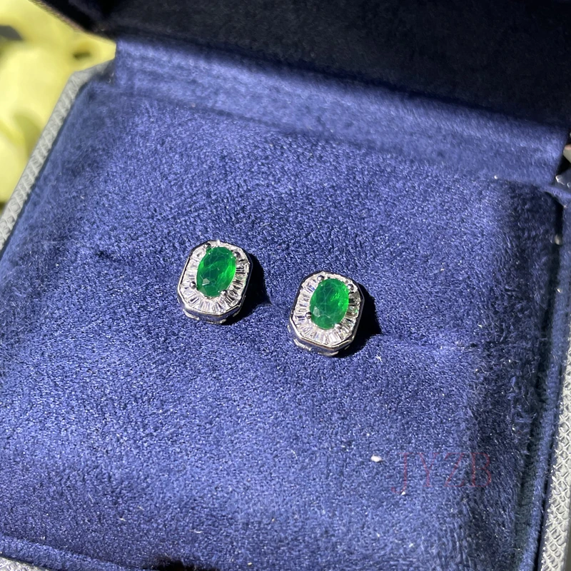 

100% Natural 4*6 mm Emerald Jewelry 925 silver earrings for Goddess of fine jewelry