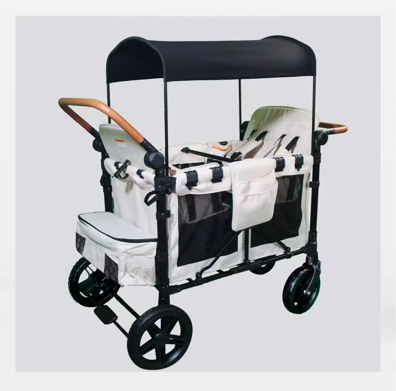 High Quality Double Handle   Stroller Foldable Large Space Four Seat Breathable Wagon