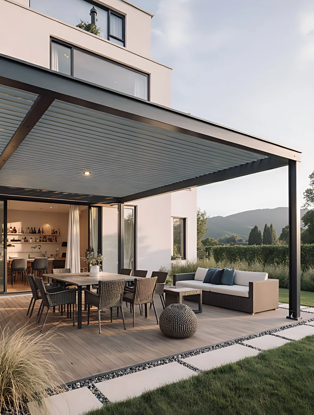 Sustainable Customized Pergolas Waterproof Smart ECO FRIENDLY Rainproof Louvred Electric Pergola Outdoor Gazebos Canopies