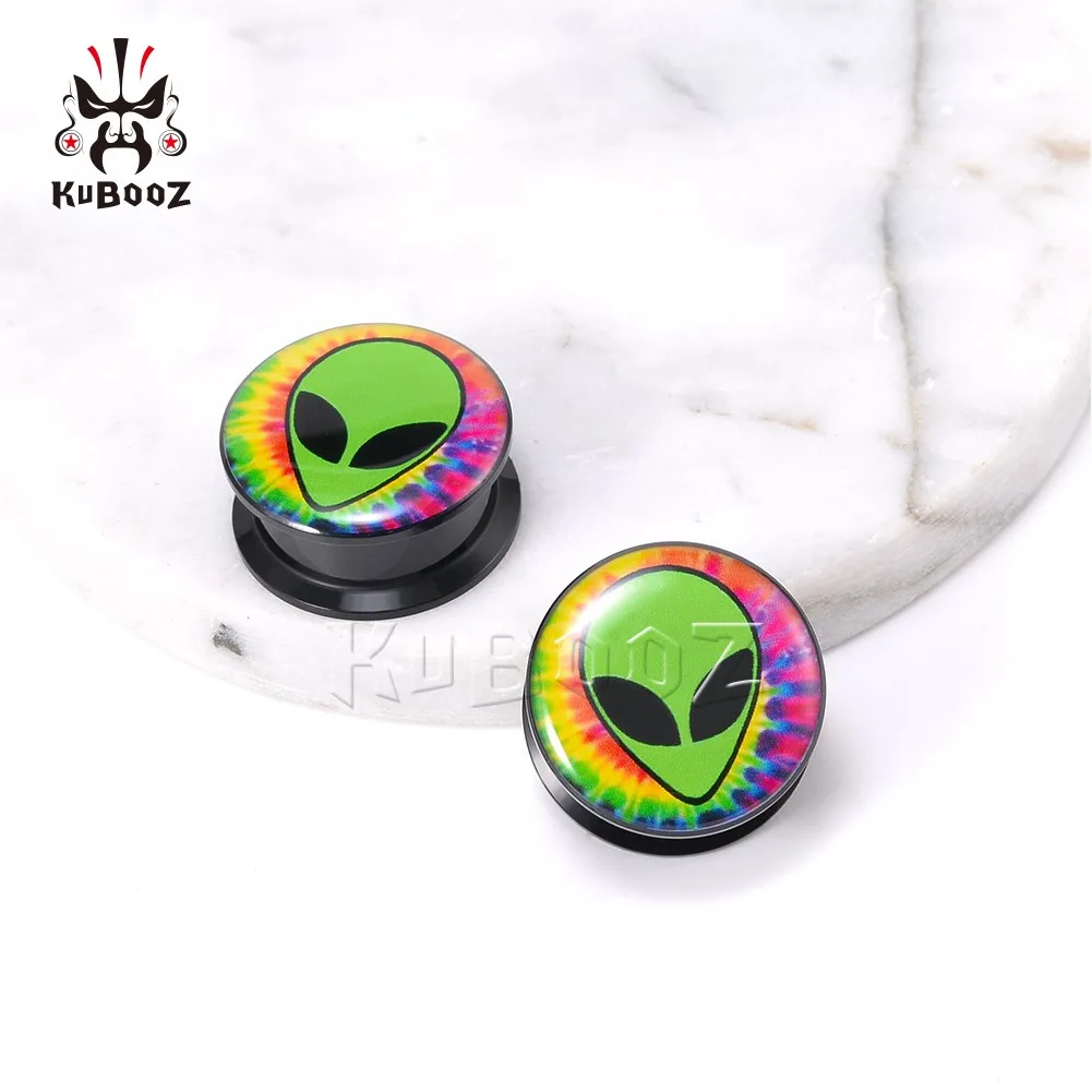 Wholesale Price Acrylic Green Alien Ear Plugs Tunnels Piercing Earring Gauges Body Jewelry Stretchers Expanders 6-30mm 80PCS