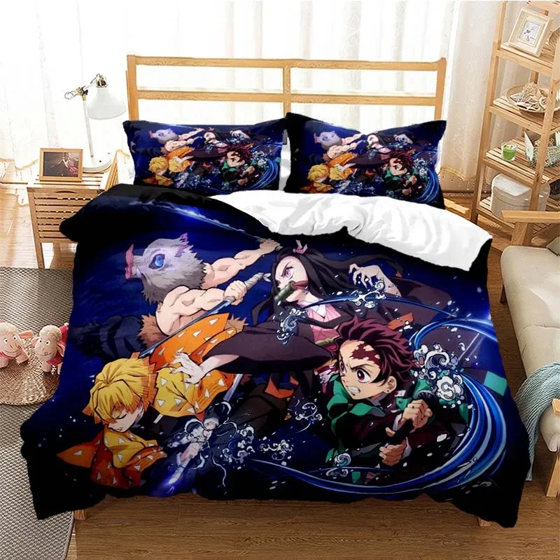 

3D Print Anime Demon Slayer Bedding Set Double Twin King Duvet Cover Comforter Pillowcase Boys Girls Adults Bedroom