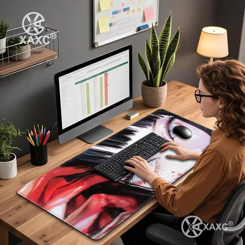 Anime Horror Girl Mouse Pads Large Keyboard Mouse Desk Pad XXL Non-Slip Rubber Gaming Mouse Pad Laptop Mouse Carpet HYBXXC