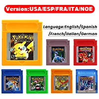 Cartucho de juegos GBC de 16 bits, tarjeta de consola de videojuegos Pokemon, azul, cristal, dorado, verde, rojo, plateado, amarillo, Multi-idioma