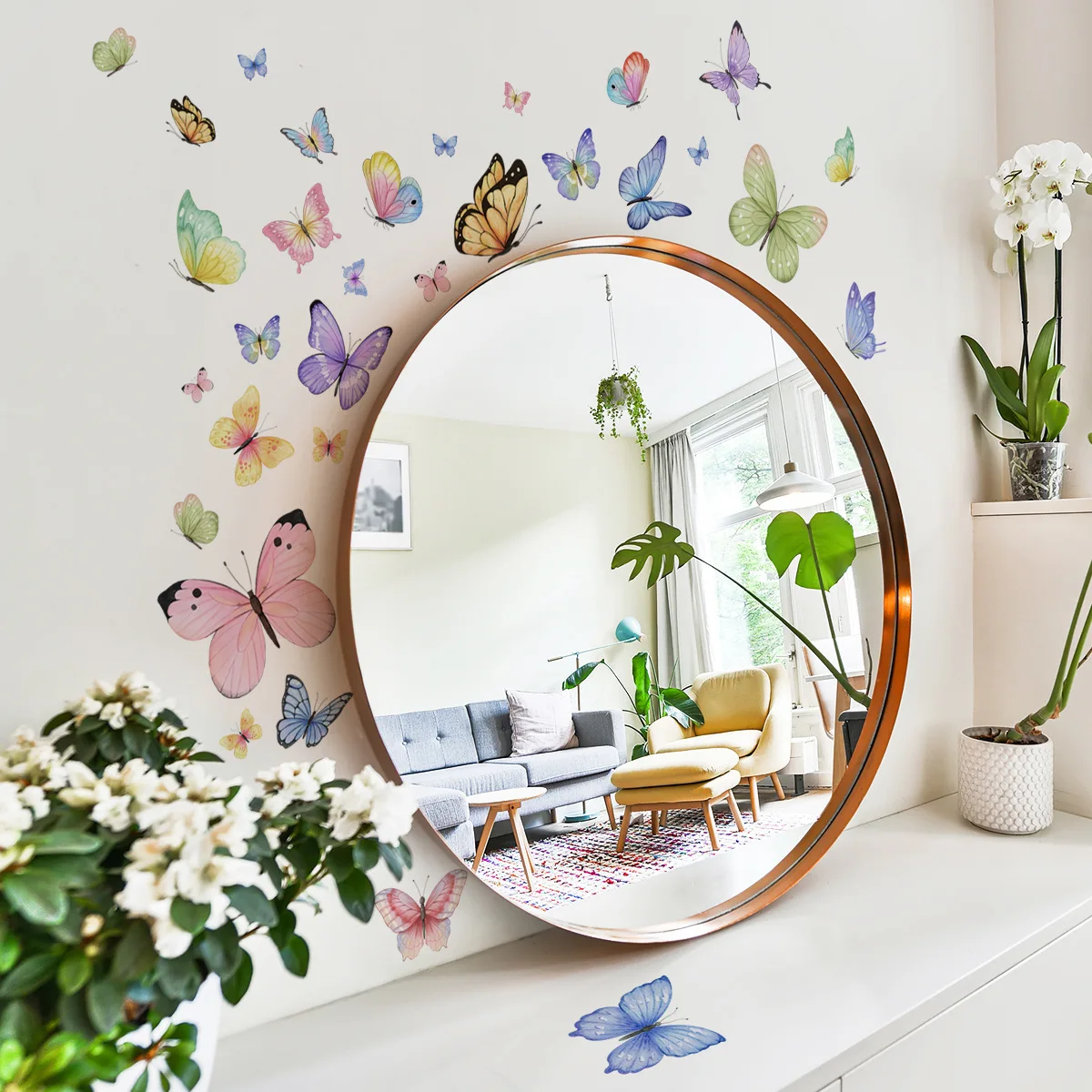 13*40cm Color Butterfly Wall Stickers Background Wall Living Room Room Bedroom Home Decorative Wall Stickers Wallpaper MS4287