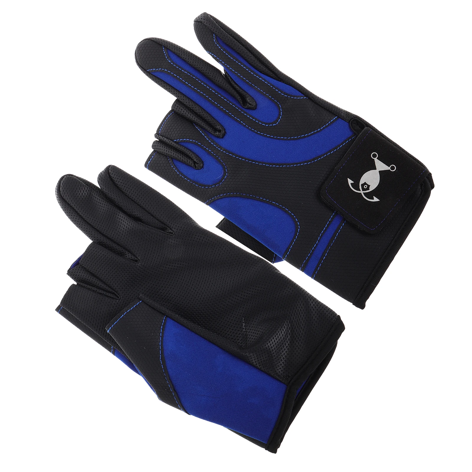 

AntiSlip Fishing Gloves Blue Fingerless Women Uv Protection Durable ThreeFinger Reliable Nonslip Adjustable Strap Luminous