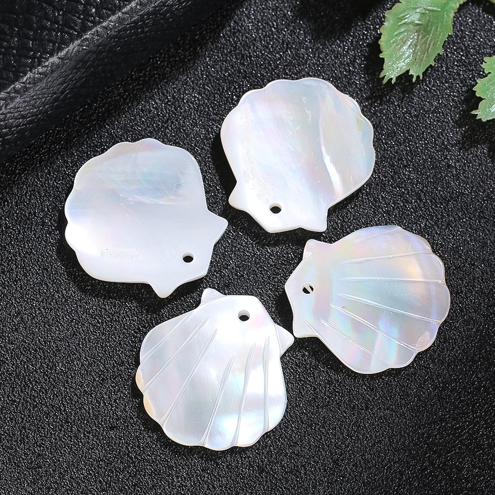 2pcs Natural Freshwater Shell Pendant Single Hole Handmade Outdoor Wind Chime DIY Jewelry Earrings Accessories Ocean Decor