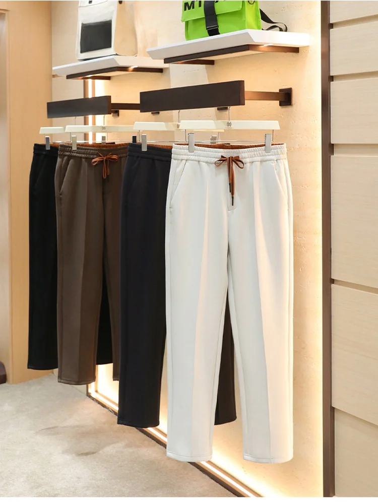 

Italian Luxury Men's Air Layer Cabinet Sle Straight Leg Casual Pants Elastic Waist Sports Trousers Comfortable Polyester Co...