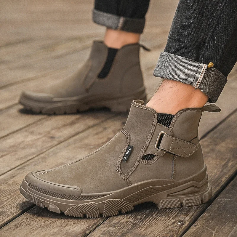 Men Shoes British Fashion Mens High Top Sneakers New Men's Leather Boots Korean Trend Comfortable New Moccasins Men AS1701