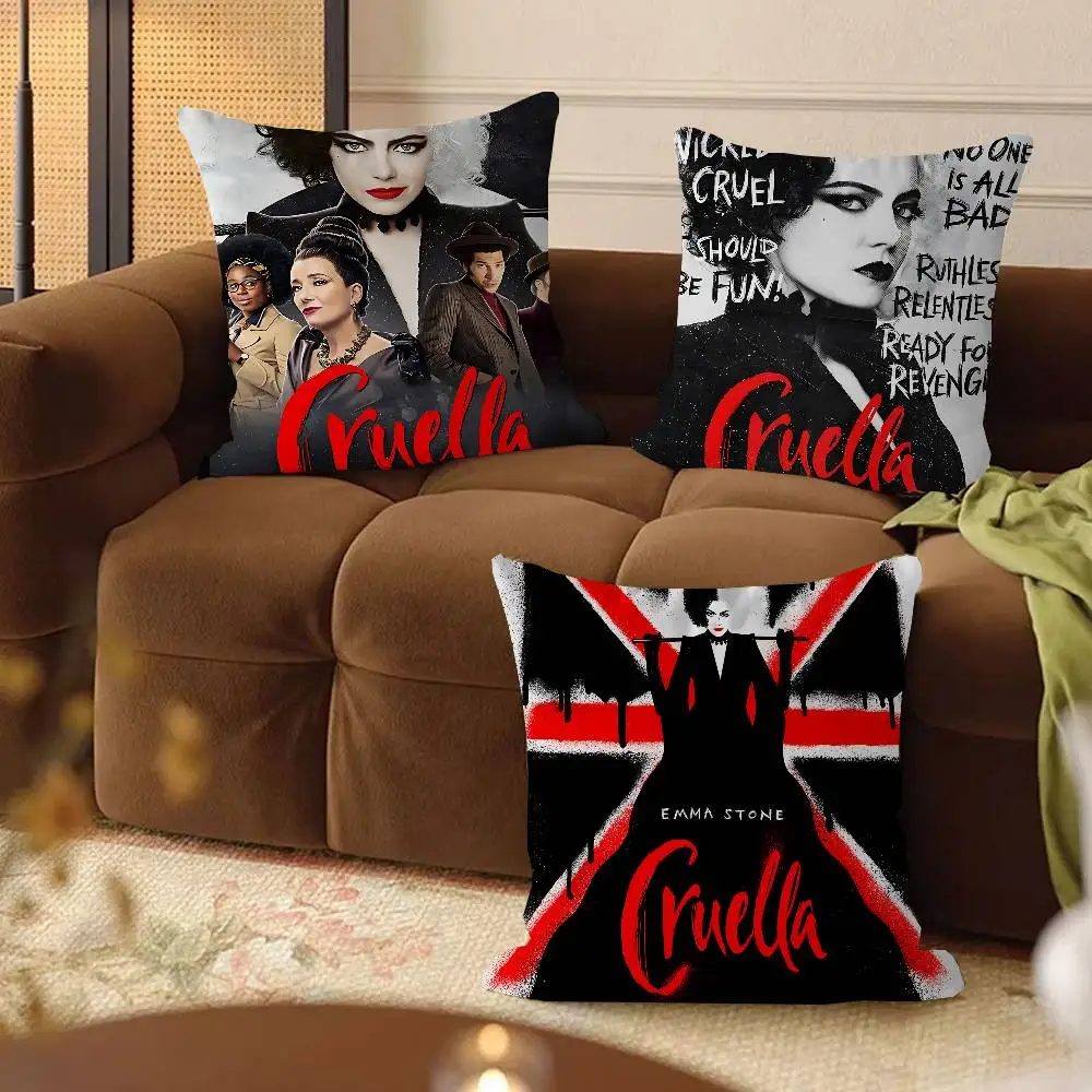 C-CRUELLA EMMA STONE غطاء وسادة فيلم كلاسيكي وسادة للديكور أريكة ديكور المنزل أكياسها