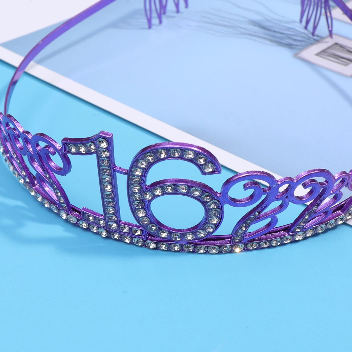 

Hair Accessories for Girls Birthday Crown Women Tiara Delicate Cake Decoration Number Purple Bride