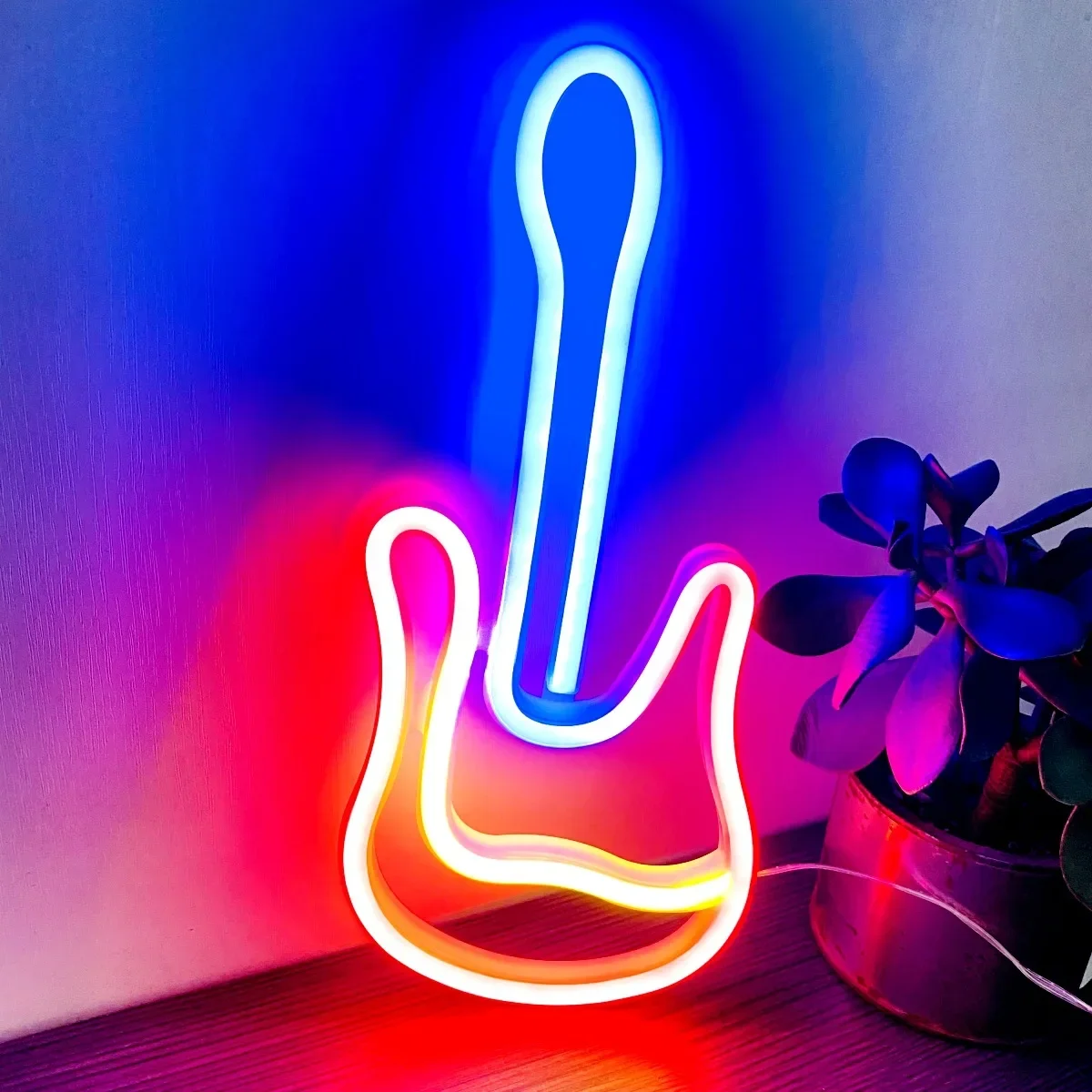 Rock Music Neon Signs Guitar Neon Signs Wall Decor USB Led Art Signs for Bedroom Music Party Rock Studio Bar Disco Party Neon