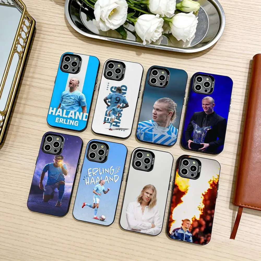 

E-Erling H-Haaland Phone Case For iPhone17,16,15,14,13,12,11 Plus,Pro Max Black Candy silver phone case