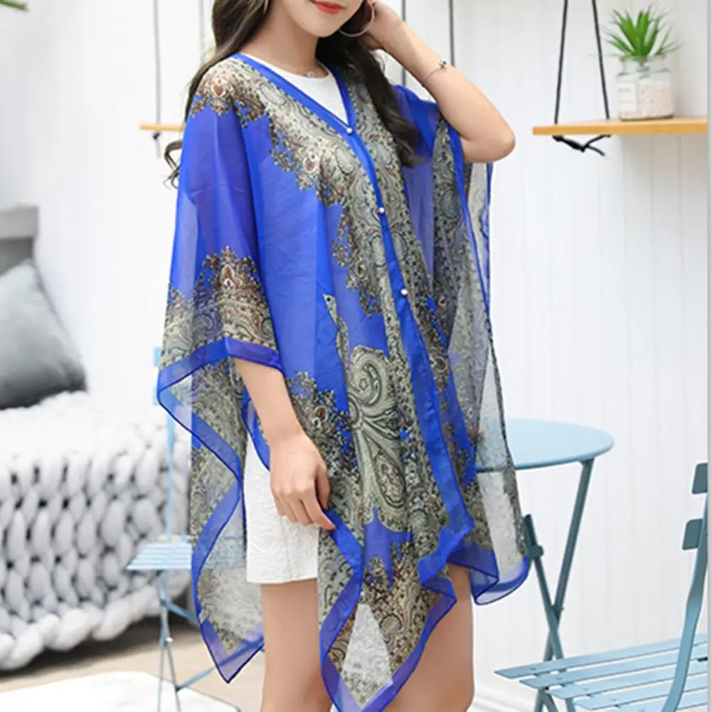 Simple Swimwear Cover Up  V Neck Ladies Beach Shawl  Anti Sun Sexy Cover Up Shawl