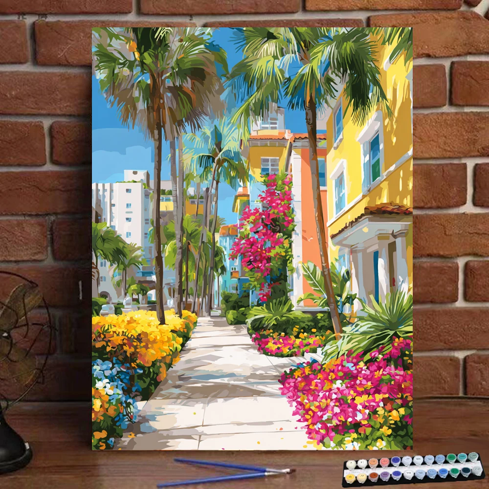 

Картина по номерам, прибрежные города, цифровая живопись, ручная работа, подарок для взрослых и детей, украшение стены D