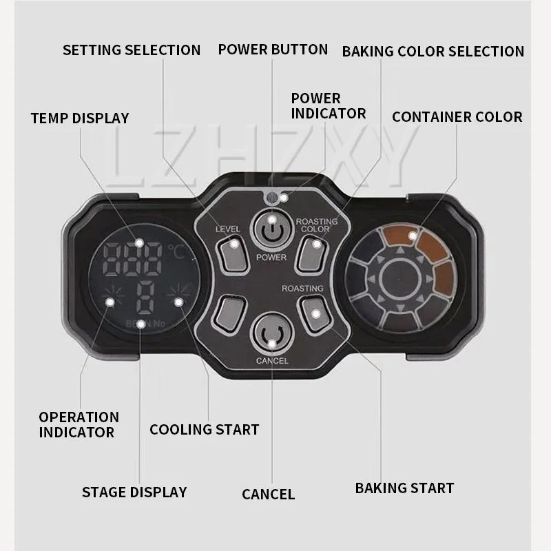 

Компактный ростер для обжарки кофейных зерен на 150 г, с интеллектуальной панелью управления, охлаждающим поддоном, регулируемой температурой и функцией обжарки без дыма