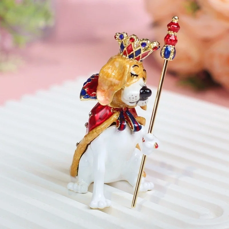 

New Small Jewelry Metal Enamel Jewelry Box Retro Crafts Creative Home Accessories Scepter King Dog Desktop Small Jewelry