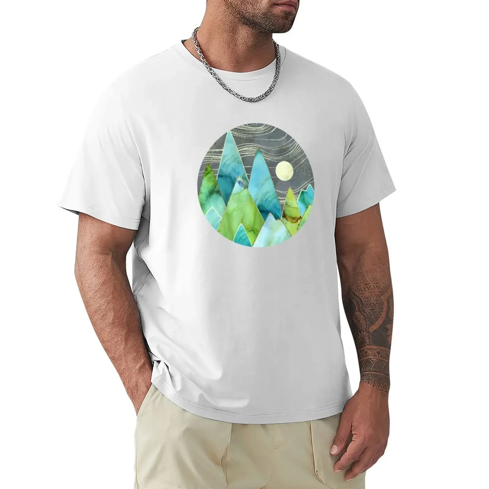 Moonlit Mountains T-shirt hippie clothes summer top blanks sublime t shirts for men graphic