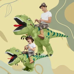 Disfraz de dinosaurio de boca grande para niños y adultos, divertido inflable para montar en Halloween, fiesta temática