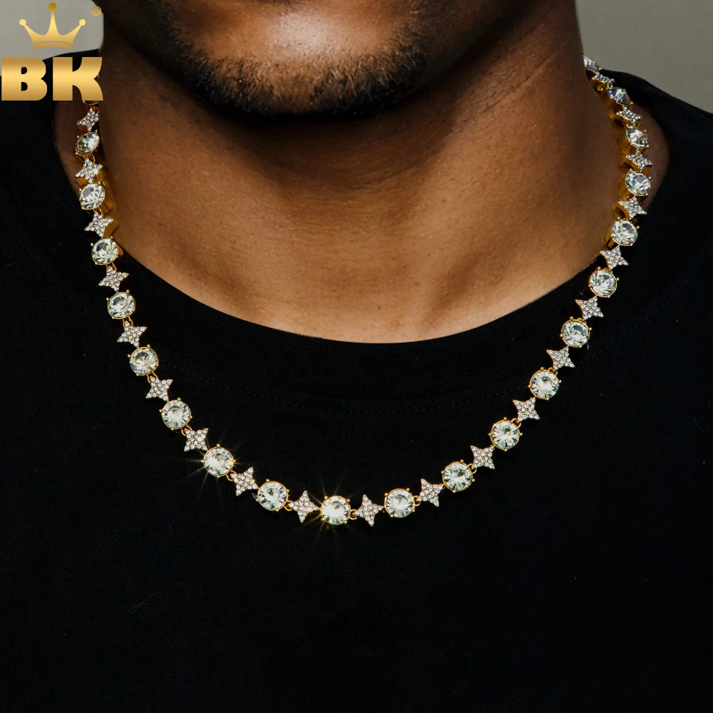 THE BLING KING Mixed Quadrangular Star Tennis Chain Necklace Round Cut Iced Out Cubic Zirconia Bracelet HipHop Jewelry For Gift