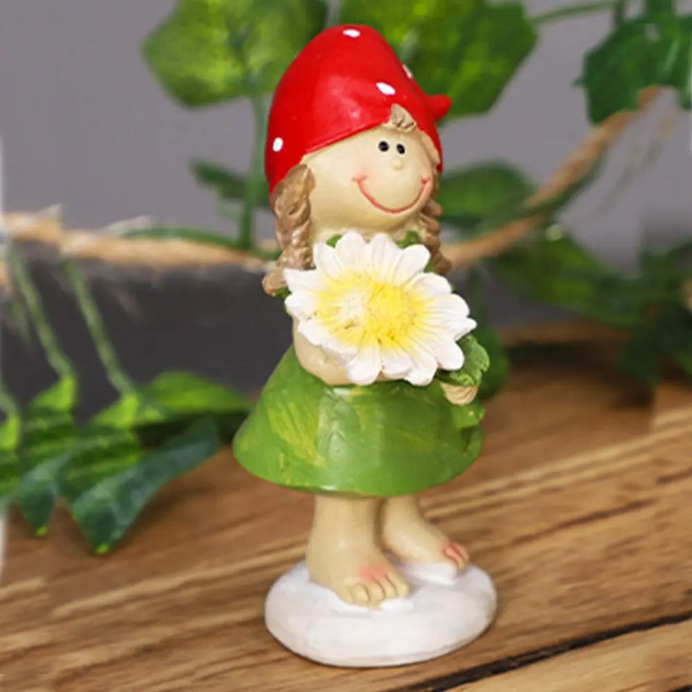 2pcs Garden Decoration Resin Flower Fairy Statue Cute Cartoon Garden Sculpture Handicraft Funny Miniatures Figurine Flowerpot